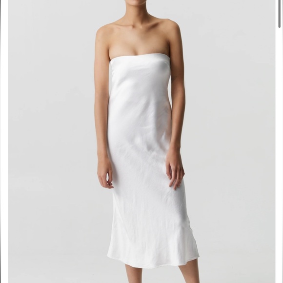 third form Dresses & Skirts - Third Form Satin Tie Back Strapless MIDI Wave Dress Size 4